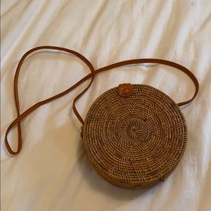 Brown wicker purse